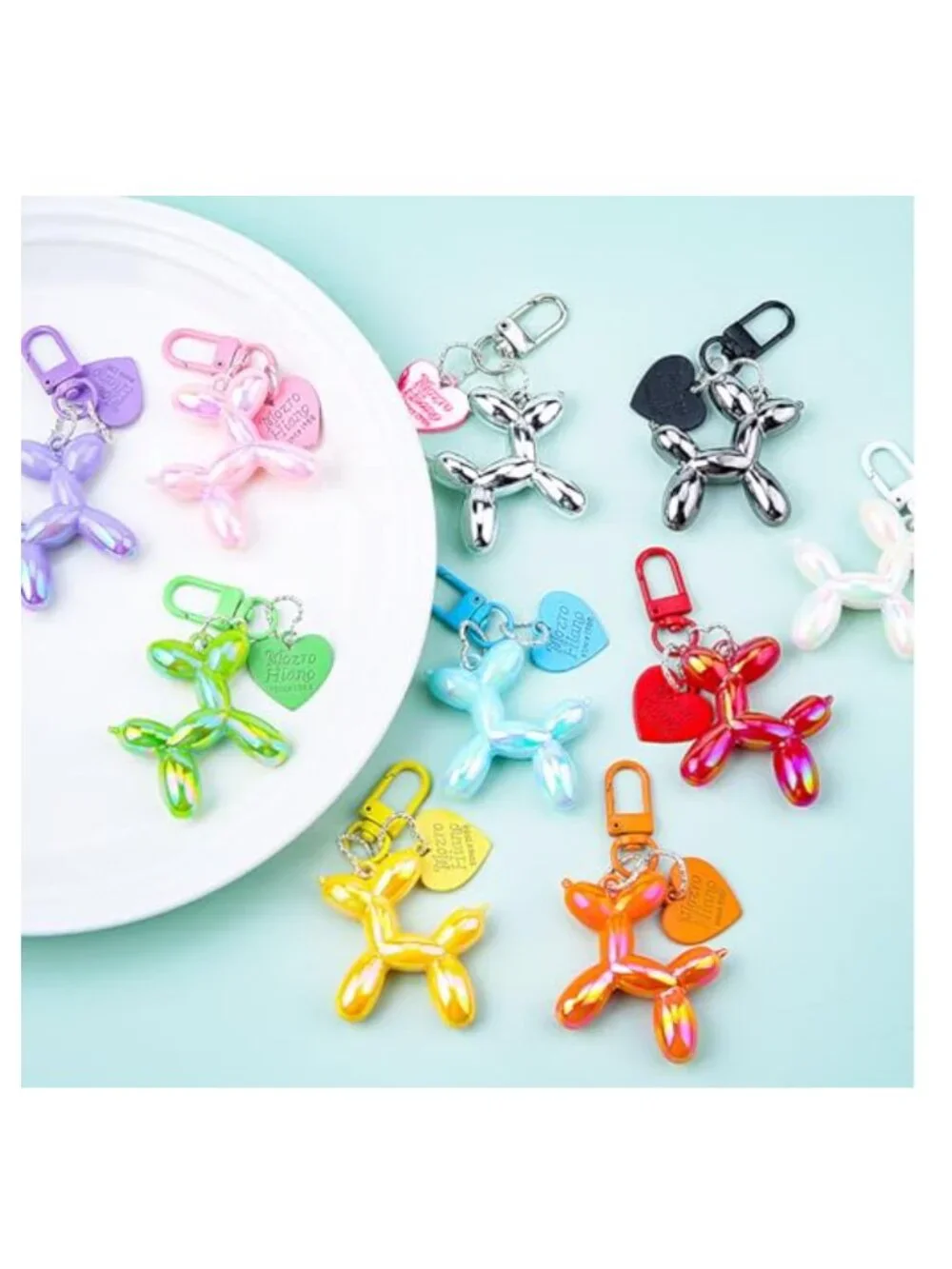 Jelly Balloon Dog Keychain Cute Bag Charm Epoxy Resin 20 Pack